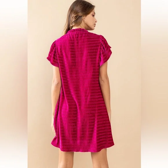 06 Fabulous Textured Velvet Mock Neck Dress - Picture 5 of 6